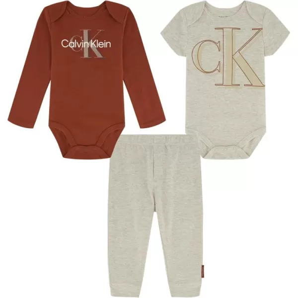 Calvin Klein Baby Boys 2 Creeper and Pant SetBloom Rust  Icy Heather