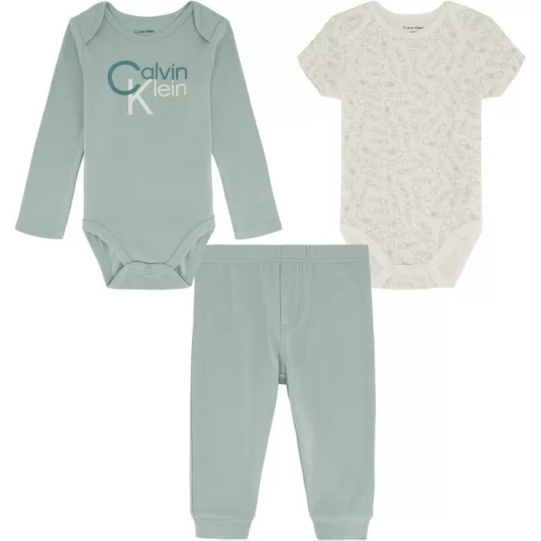 Calvin Klein Baby Boys 2 Creeper and Pant SetCloud Blue  Marshmallow