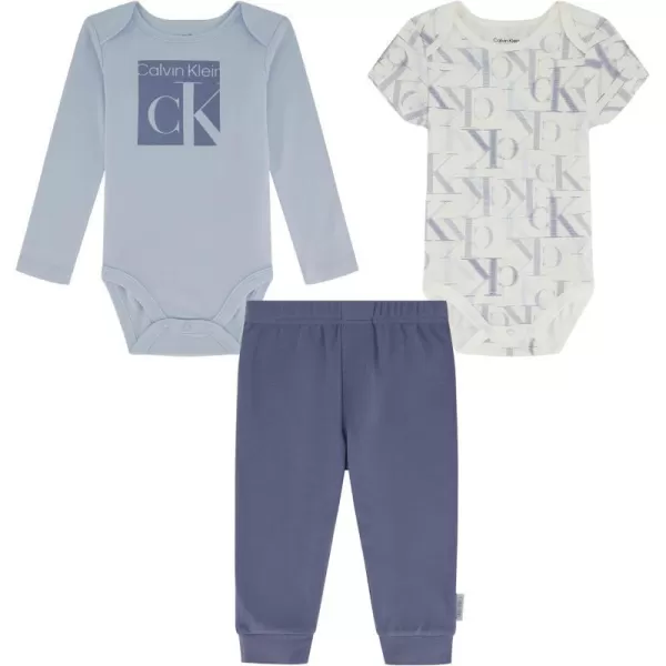 Calvin Klein Baby Boys 2 Creeper and Pant SetIce Water  Tempest Marshmallow