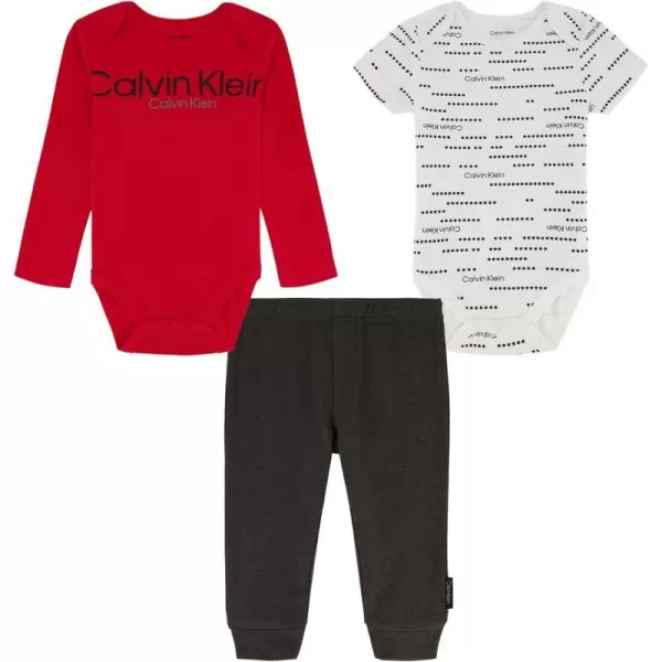 Calvin Klein Baby Boys 2 Creeper and Pant SetRed  White  Heather