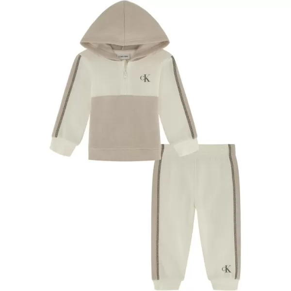 Calvin Klein Baby Boys 2 Piece Hooded Jog SetSilver Cloud  Marshmallow