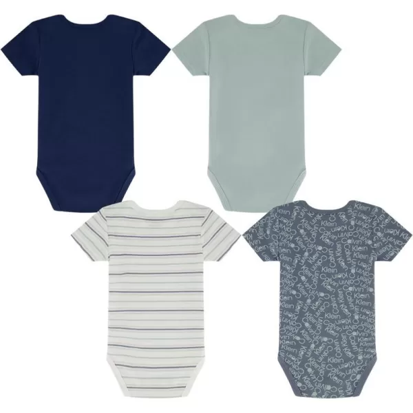 Calvin Klein Baby Boys 4 Pack BodysuitCloud Blue Flint Stone  Gray Dawn  Marshmallow  Ensign Blue