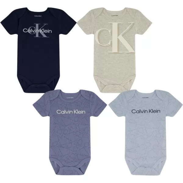 Calvin Klein Baby Boys 4 Pack BodysuitIce Water  Dress Blues  Tempest  Icy Heather