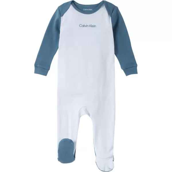 Calvin Klein Baby Boys Long Sleeve Footed Coverall Ultrasoft amp Comfortable FitBaby BlueCoronet Blue