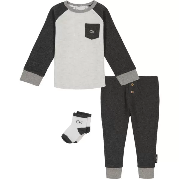 Calvin Klein Baby Boys Thermal Pant Set with SocksHeather