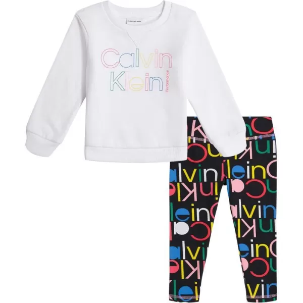 Calvin Klein Baby Girls 2 Pieces Legging SetWhiteBlack