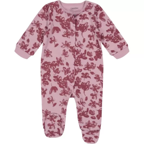 Calvin Klein Baby Girls Footed CoverallHeavenly Pink  Egret