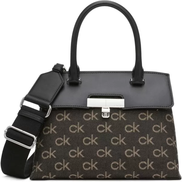 Calvin Klein Becky Top Handle Mini Bag CrossbodyDenim Multi Jacquard Logo