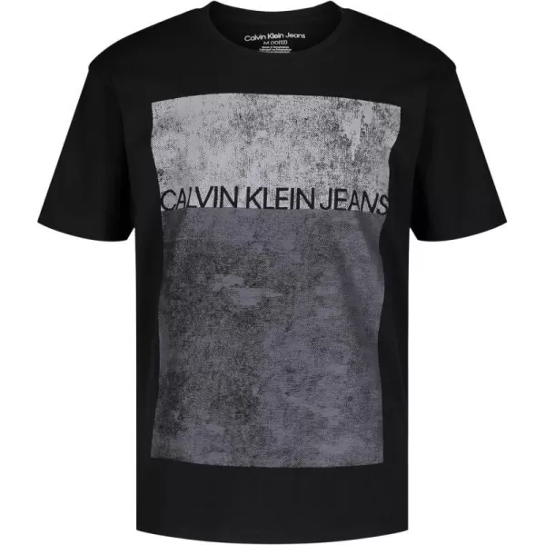 Calvin Klein Big Boys Track Logo Crew Neck TShirtBlack Big Stipple