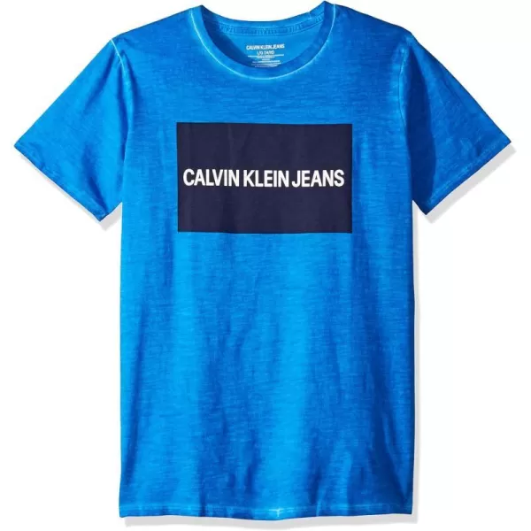 Calvin Klein Big Boys Track Logo Crew Neck TShirtPrince Blue