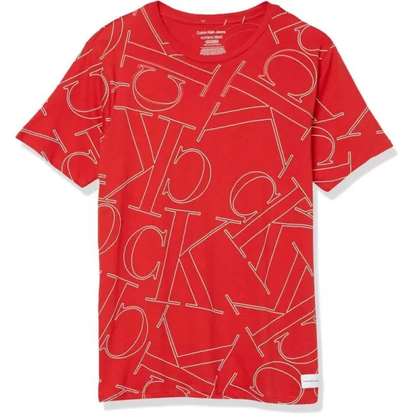 Calvin Klein Big Boys Track Logo Crew Neck TShirtShuffle Racing Red