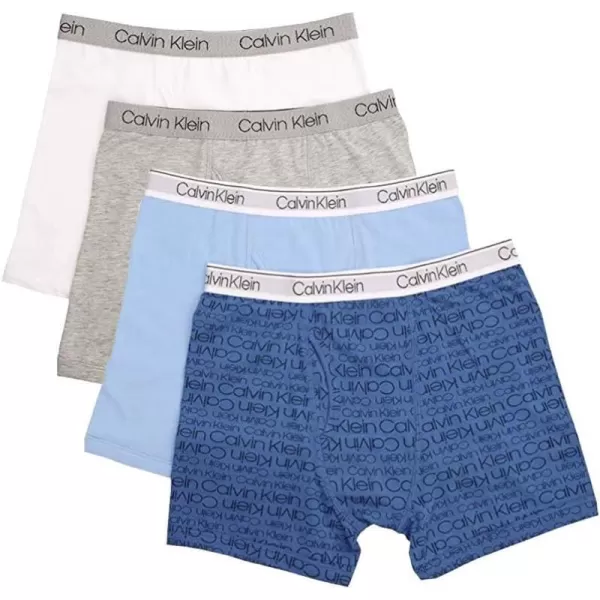 Calvin Klein Boys 4 Pack Boxer BriefsBlue Grey White Basics