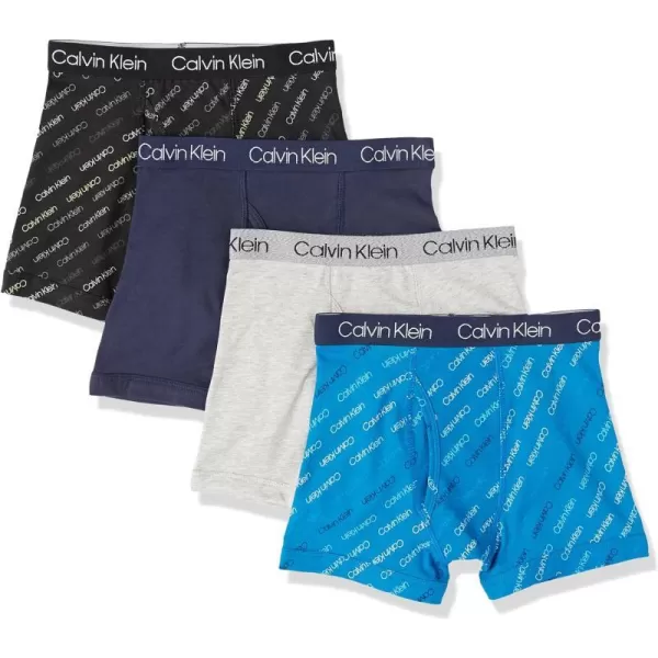 Calvin Klein Boys 4 Pack Boxer BriefsCk Logo Blue Black Iris Blue Heather Grey Black Ck Logo