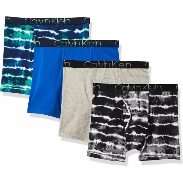 Calvin Klein Boys 4 Pack Boxer BriefsCool TiedyeVictoria BlueBlack TiedyeHeather Grey