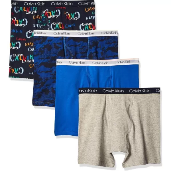 Calvin Klein Boys 4 Pack Boxer BriefsHeather Grey CamoBlue Camo