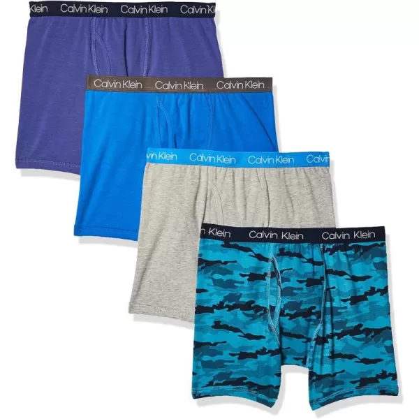 Calvin Klein Boys 4 Pack Boxer BriefsMarlinHeather GreyCamoFrench Blue