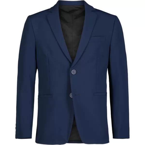 Calvin Klein Boys Blazer Suit Jacket 2Button Single Breasted Closure Buttoned Cuffs amp Front Flap PocketsBank Blue Perfomance