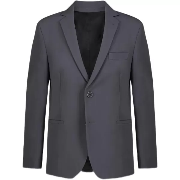 Calvin Klein Boys Blazer Suit Jacket 2Button Single Breasted Closure Buttoned Cuffs amp Front Flap PocketsTech Ebony Performance