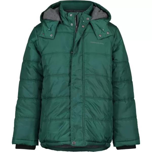 Calvin Klein Boys Heavyweight Hooded Bubble Jacket with Polar Fleece LiningDark Green 11b