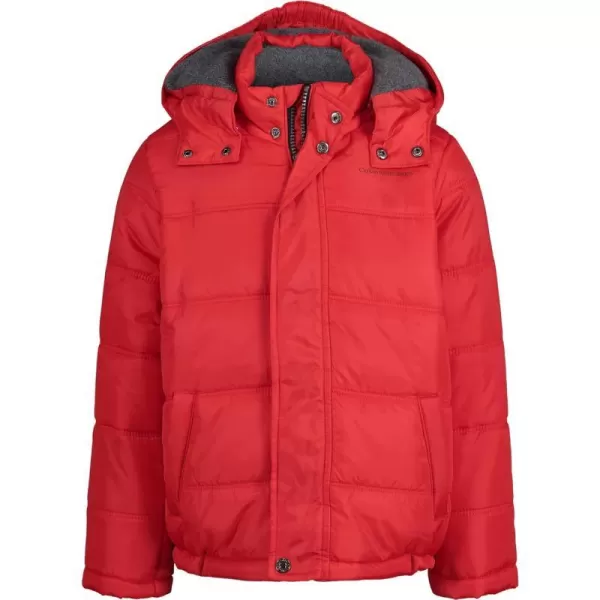 Calvin Klein Boys Heavyweight Hooded Bubble Jacket with Polar Fleece LiningEclipse Racing Red