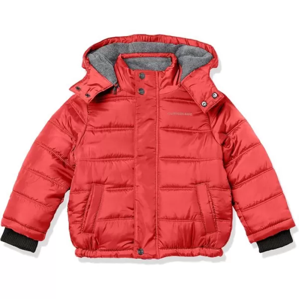 Calvin Klein Boys Heavyweight Hooded Bubble Jacket with Polar Fleece LiningEclipse Red Planet