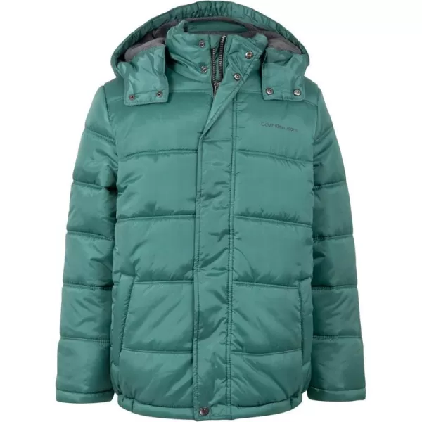 Calvin Klein Boys Heavyweight Hooded Bubble Jacket with Polar Fleece LiningEclipse Spruce