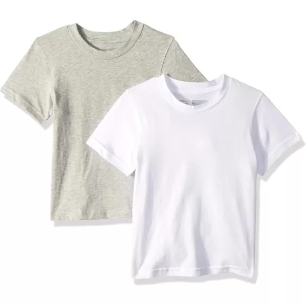 Calvin Klein Boys Kids Crewneck Undershirt TShirt 2 PackHeather GreyClassic White