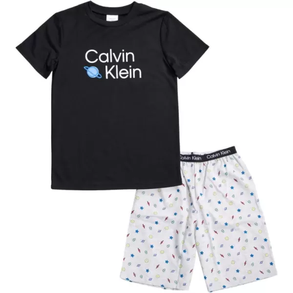 Calvin Klein Boys Little 2 Piece Sleepwear Top and Bottom Pajama SetBlack  Icons