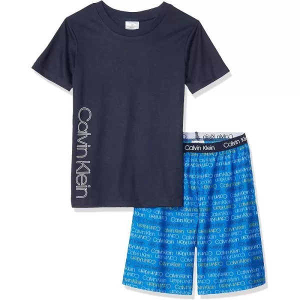 Calvin Klein Boys Little 2 Piece Sleepwear Top and Bottom Pajama SetBlack Ck Victoria Iris Logo