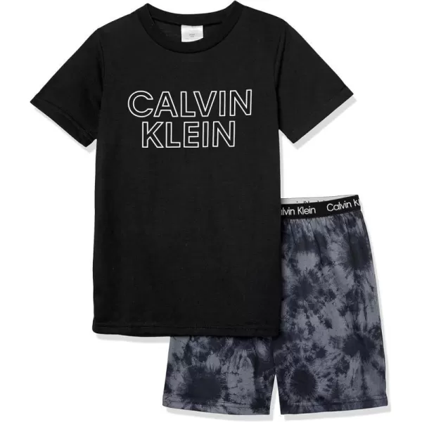 Calvin Klein Boys Little 2 Piece Sleepwear Top and Bottom Pajama SetBlack Tie Dye