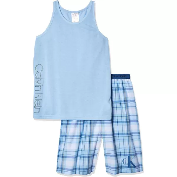 Calvin Klein Boys Little 2 Piece Sleepwear Top and Bottom Pajama SetBlue Bell Ck River Plaid