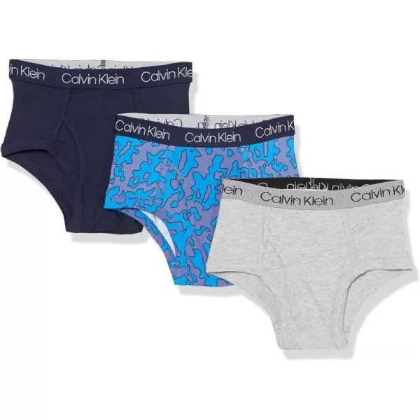 Calvin Klein Boys Little Modern Cotton Assorted Briefs Underwear 3 Pack3 Pack  Ck Pave Logo White Yellow Heather Grey