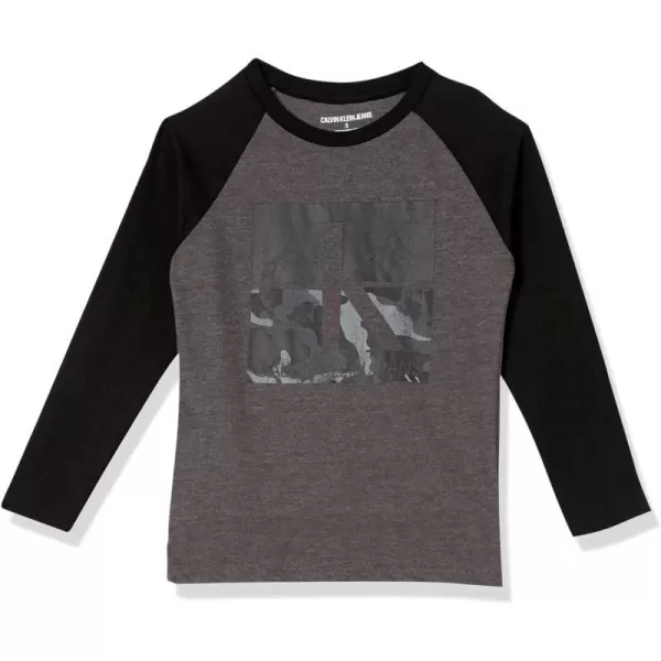 Calvin Klein Boys Long Sleeve Crew Neck TShirt Soft Comfortable Relaxed FitFa21split Camo Charcoal