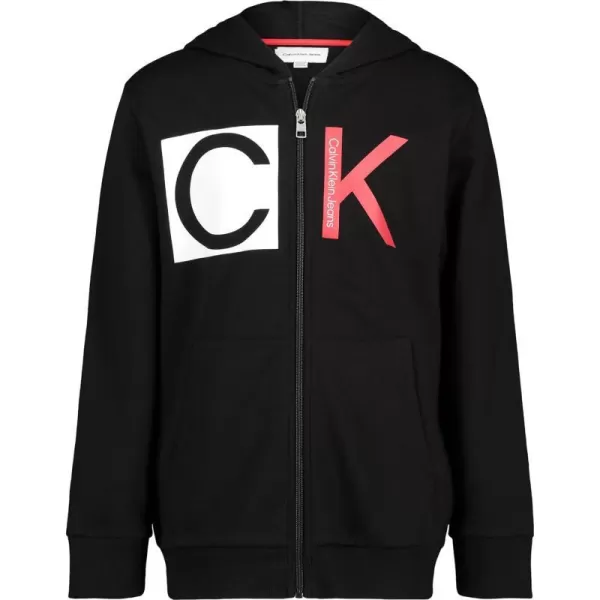 Calvin Klein Boys Long Sleeve Full Zip Fleece HoodieKnockout Black