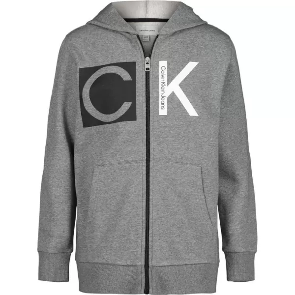 Calvin Klein Boys Long Sleeve Full Zip Fleece HoodieKnockout Grey Heather