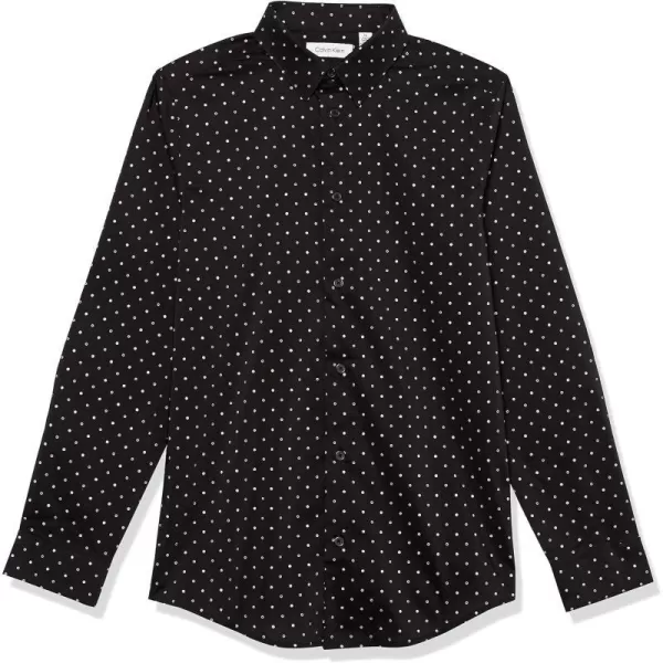 Calvin Klein Boys Long Sleeve Patterned Dress Shirt Style with Buttoned CuffsBlack Metallic Dot