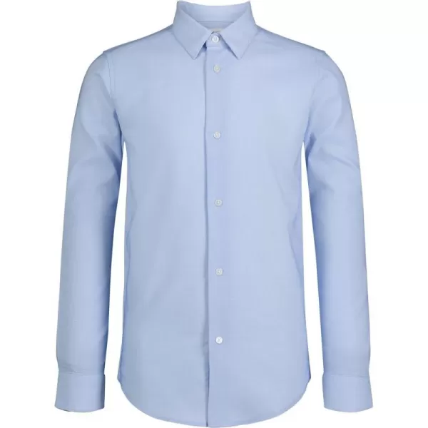 Calvin Klein Boys Long Sleeve Patterned Dress Shirt Style with Buttoned CuffsBlue Day