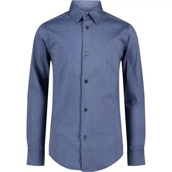 Calvin Klein Boys Long Sleeve Patterned Dress Shirt Style with Buttoned CuffsDobby Jet Stream