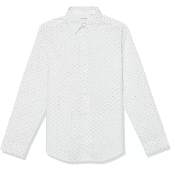 Calvin Klein Boys Long Sleeve Patterned Dress Shirt Style with Buttoned CuffsJetstream