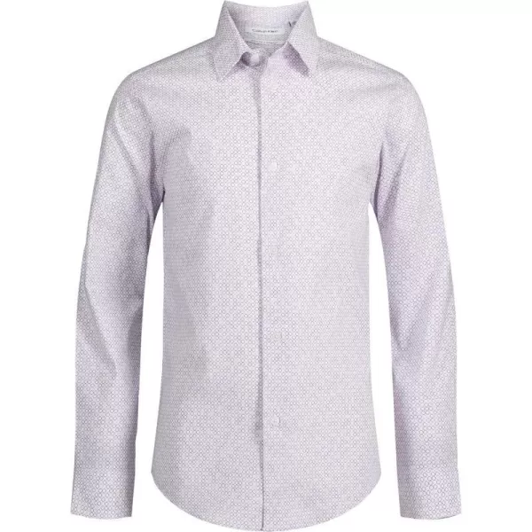 Calvin Klein Boys Long Sleeve Patterned Dress Shirt Style with Buttoned CuffsPurple