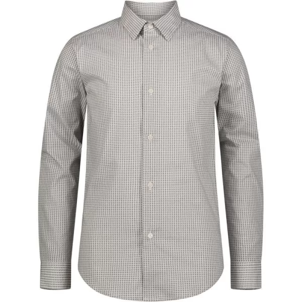 Calvin Klein Boys Long Sleeve Patterned Dress Shirt Style with Buttoned CuffsSilver Metal