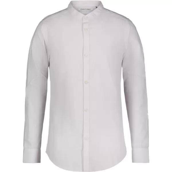 Calvin Klein Boys Long Sleeve Patterned Dress Shirt Style with Buttoned CuffsWhite Slub