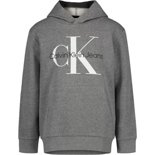 Calvin Klein Boys Long Sleeve Pullover Fleece HoodieOld School Md Grey Heather