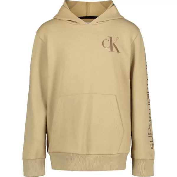 Calvin Klein Boys Long Sleeve Pullover Fleece HoodieSimply Vertical Travertine