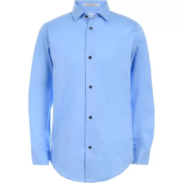 Calvin Klein Boys Long Sleeve Sateen Dress Shirt Style with Buttoned Cuffs amp Shirttail HemLight Blue