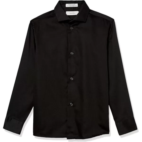 Calvin Klein Boys Long Sleeve Slim Fit Dress Shirt Style with Buttoned Cuffs amp Shirttail HemBlack