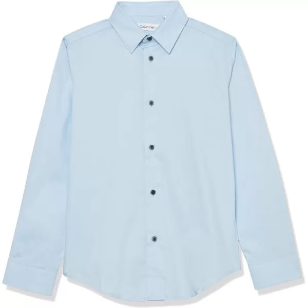 Calvin Klein Boys Long Sleeve Slim Fit Dress Shirt Style with Buttoned Cuffs amp Shirttail HemIce Bay