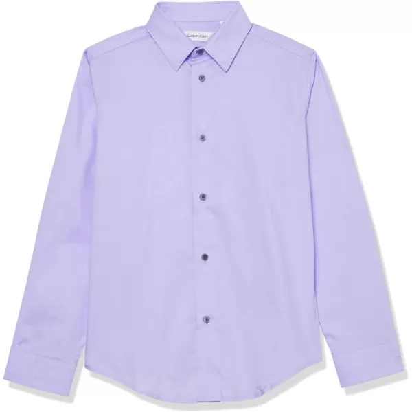 Calvin Klein Boys Long Sleeve Slim Fit Dress Shirt Style with Buttoned Cuffs amp Shirttail HemLilac