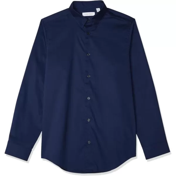 Calvin Klein Boys Long Sleeve Slim Fit Dress Shirt Style with Buttoned Cuffs amp Shirttail HemNavy