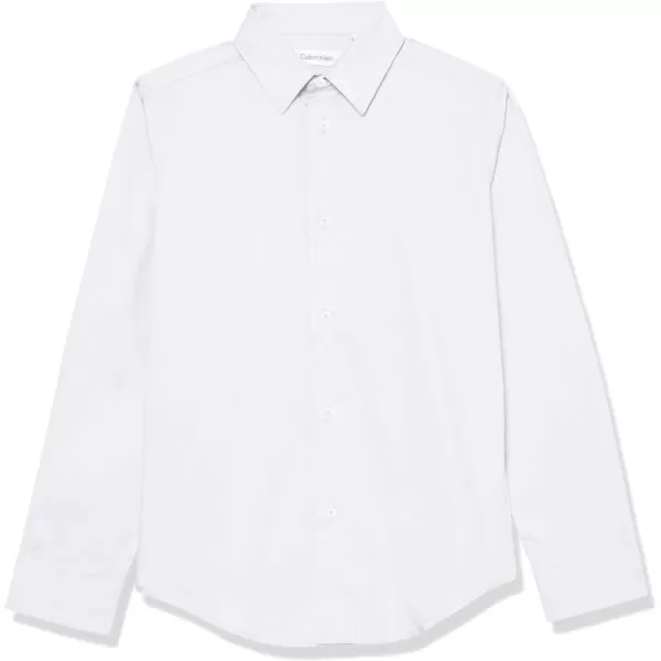 Calvin Klein Boys Long Sleeve Slim Fit Dress Shirt Style with Buttoned Cuffs amp Shirttail HemWhite